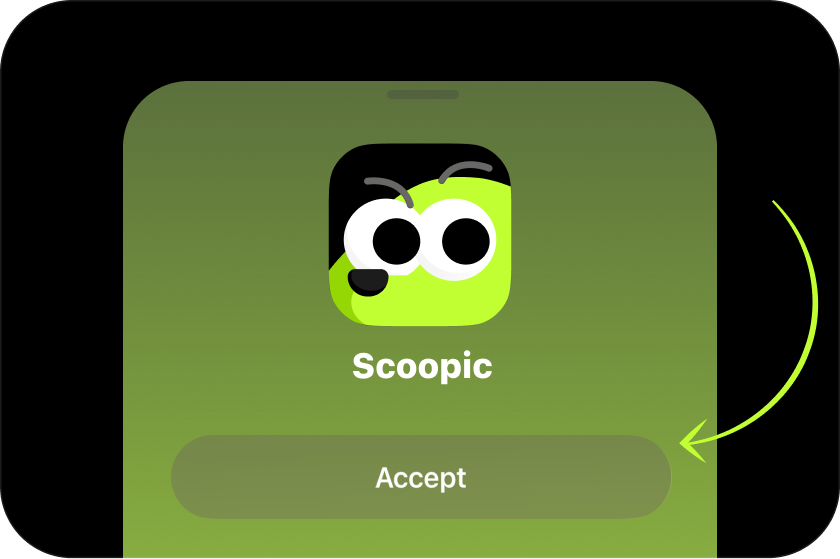 TestFlight showing Scoopic with an Accept button